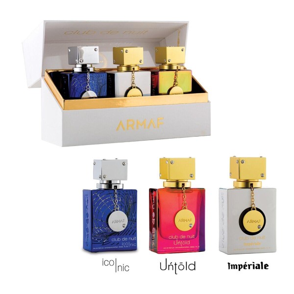 Armaf club de nuit eau de parfum iconic 30ml vaporizador + untold eau de parfum 3 + imperiale eau de parfum 3