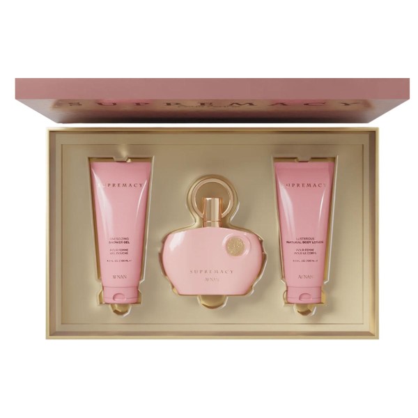 Supremacy Pink Afnan para Mujeres eau de parfum pour femme 100ml + gel de baño 100ml + locion corporal perfumada 100ml