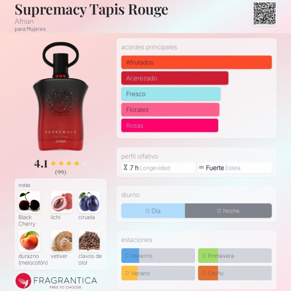 Supremacy Tapis Rouge Afnan para Mujeres eau de parfum 100ml vaporizador