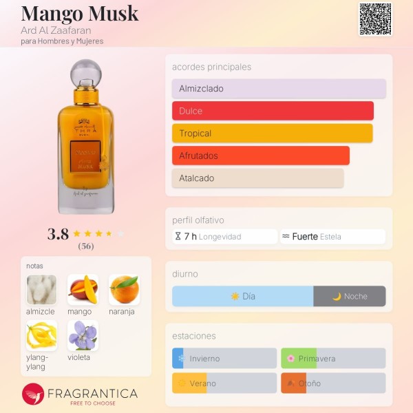 Ithra dubai mango musk ard al zaafaran  eau de parfum 100ml
