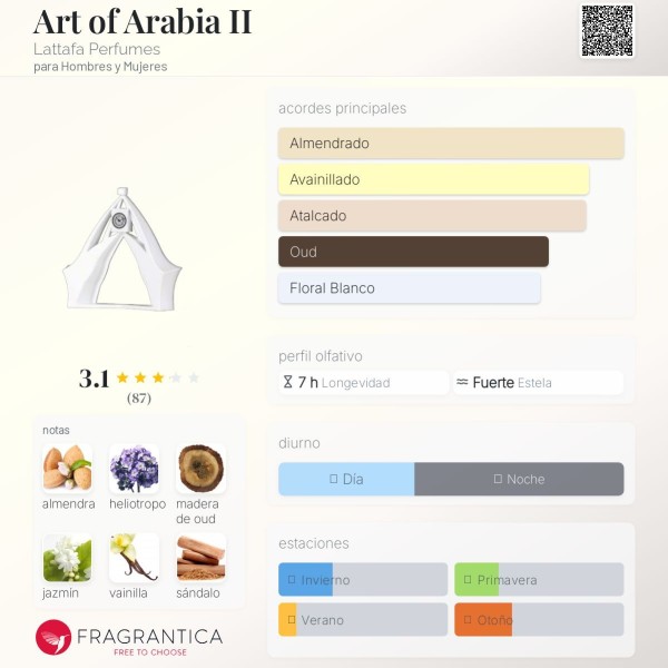 Lattafa art of arabia ii eau de parfum 100ml vaporizador