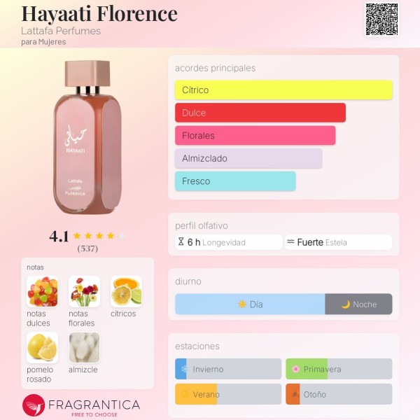 Hayaati Florence Lattafa Perfumes para Mujeres 100ml vaporizador
