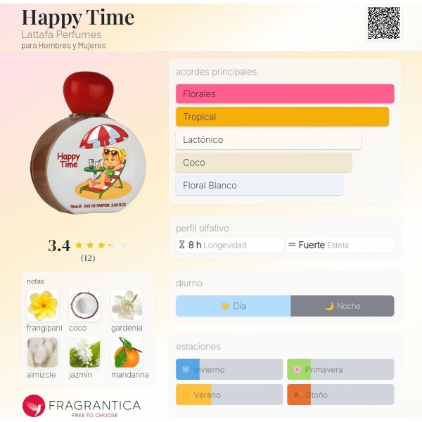Happy Time Lattafa Perfumes para Hombres y Mujeres 75ml vaporizador