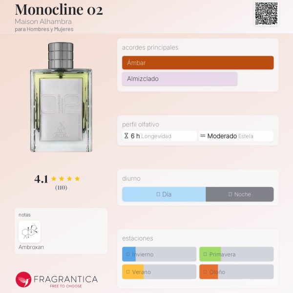 Monocline 02 Maison Alhambra para Hombres y Mujeres eau de essence 02 100ml vaporizador