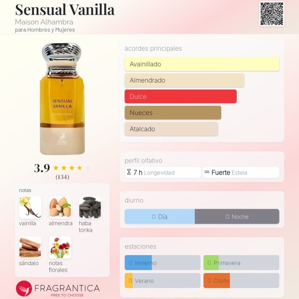 Sensual Vanilla Maison Alhambra para Hombres y Mujeres eau de parfum 80ml vaporizador