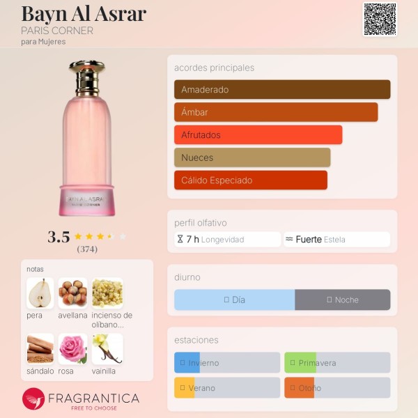 Bayn Al Asrar PARIS CORNER para Mujeres eau de parfum 80ml