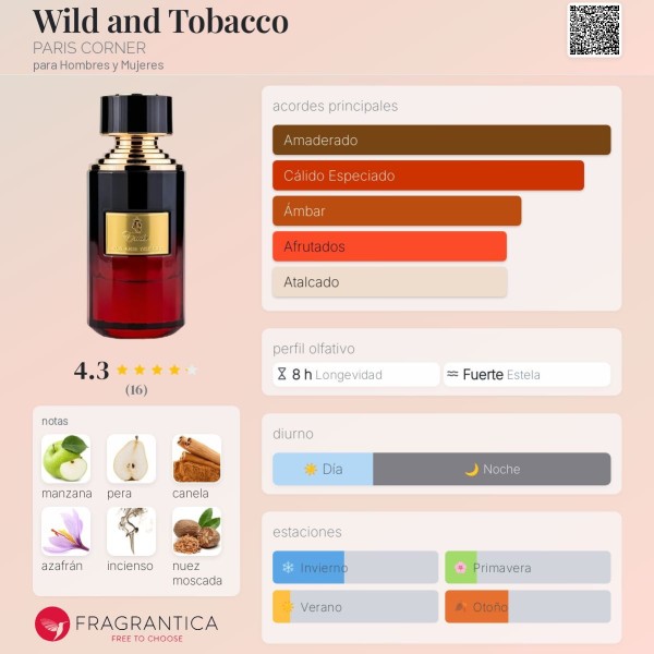 Wild and Tobacco PARIS CORNER para Hombres y Mujeres eau de parfum 100ml vaporizador