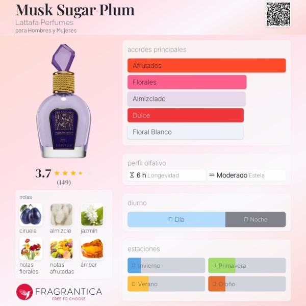 Musk Sugar Plum Lattafa Perfumes para Hombres y Mujeres eau de parfum 100ml