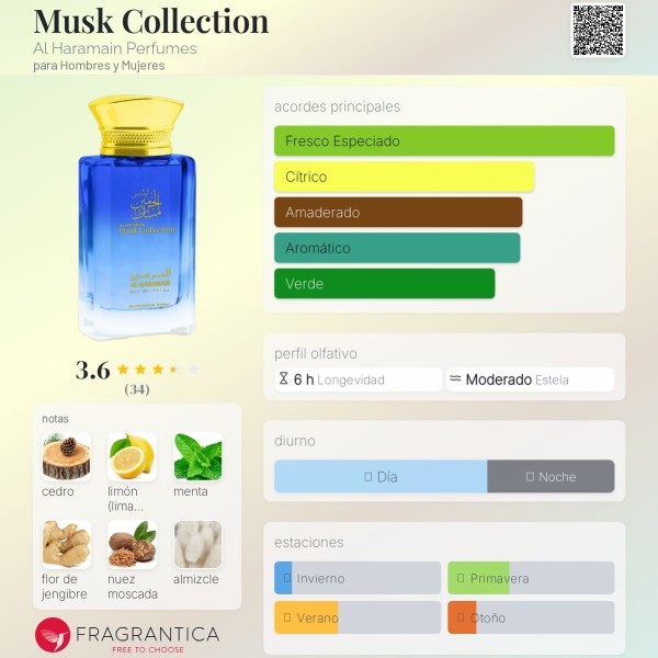 Musk Collection Al Haramain Perfumes para Hombres y Mujeres eau de parfum 100ml vaporizador