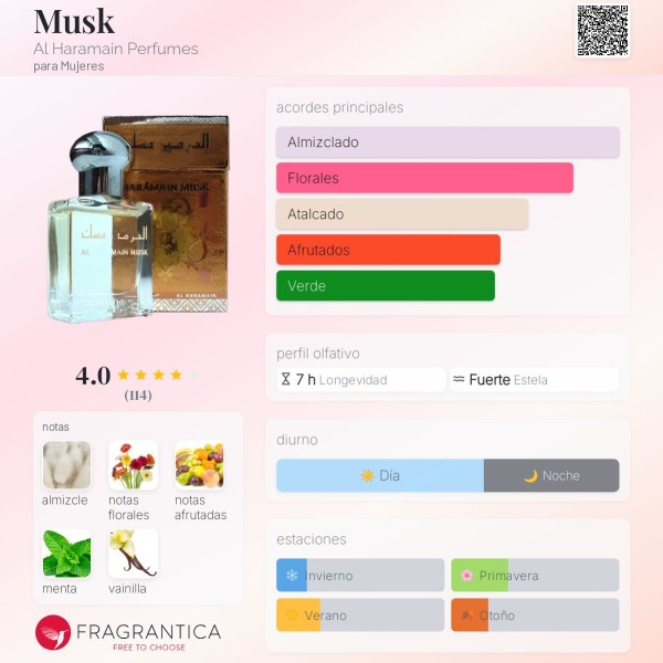 Musk Al Haramain Perfumes para Mujeres perfume puro 15ml