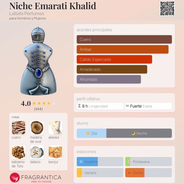 Niche Emarati Khalid Lattafa Perfumes para Hombres y Mujeres eau de parfum 100ml