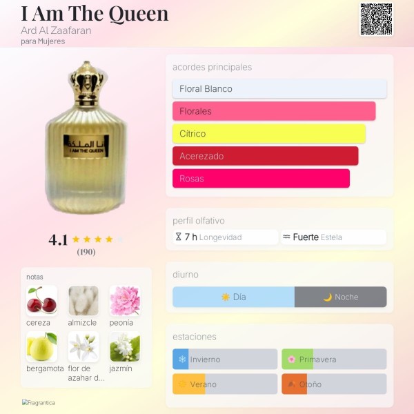 I Am The Queen Ard Al Zaafaran para Mujeres eau de parfum 100ml vaporizador