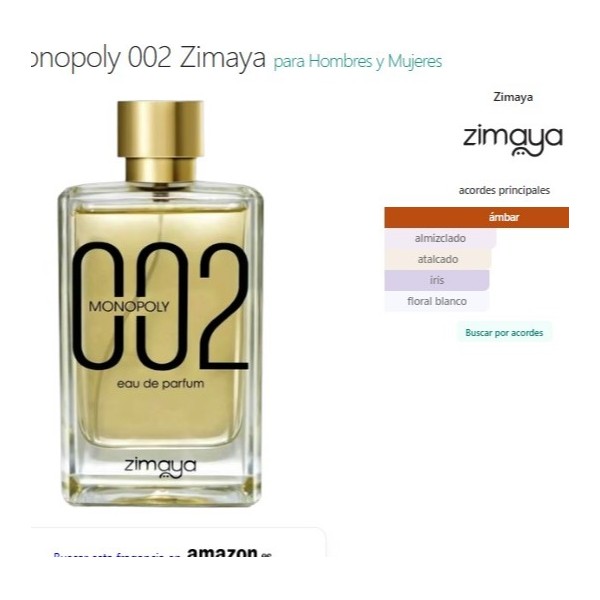 Monopoly 002 Zimaya para Hombres y Mujeres extracto de perfume 100ml