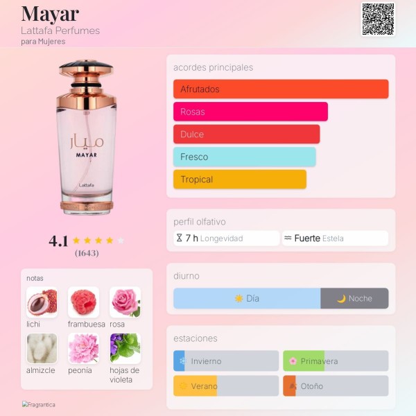Mayar Lattafa Perfumes para Mujeres eau de parfum 100ml vaporizador